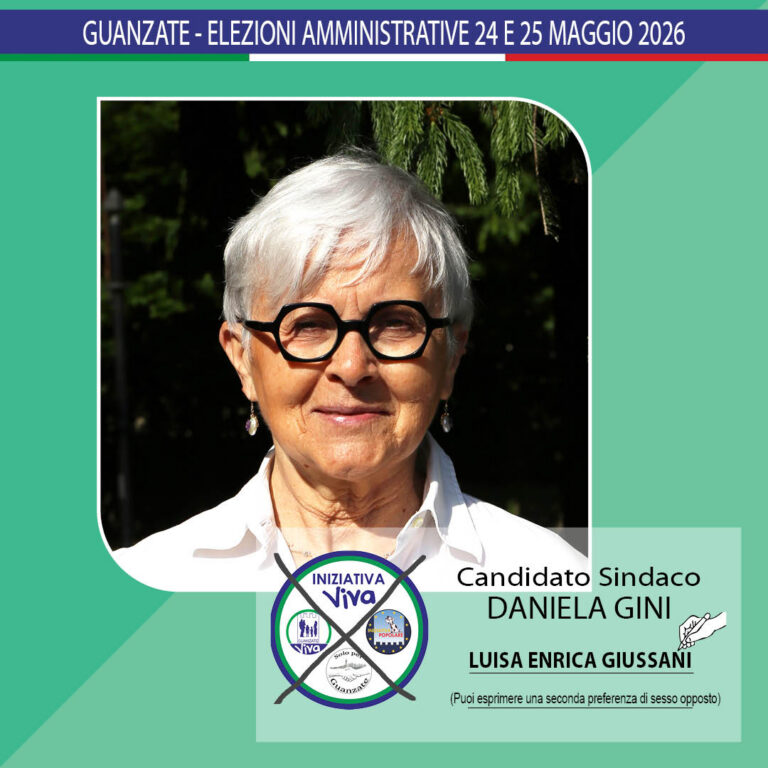 Home Luisa Giussani | Iniziativa Viva - Guanzate (CO) | Elezioni Amministrative 24 e 25 Maggio 2026 | Candidato Sindaco Daniela GINI